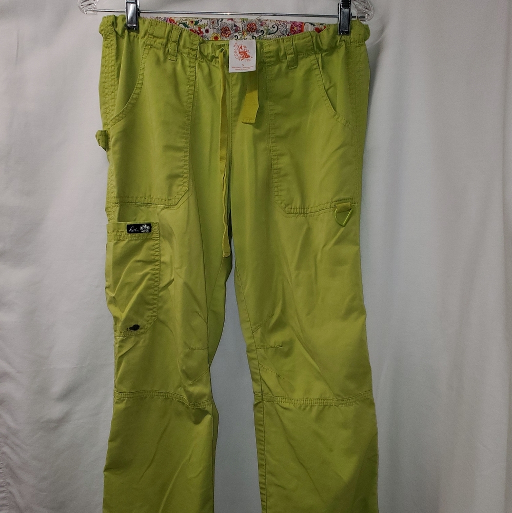 Koi sz S lemon-lime cargo scrub pants